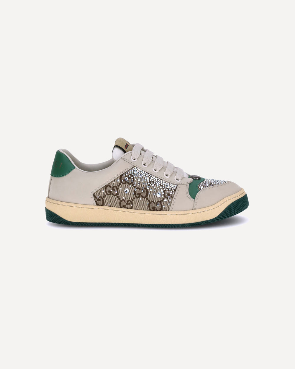 Gucci Rhinestone Screener Sneakers Beige