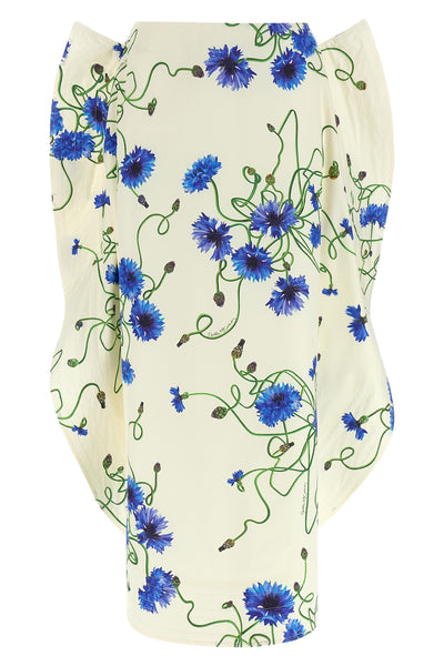 long skirt in all-over floral print cotton