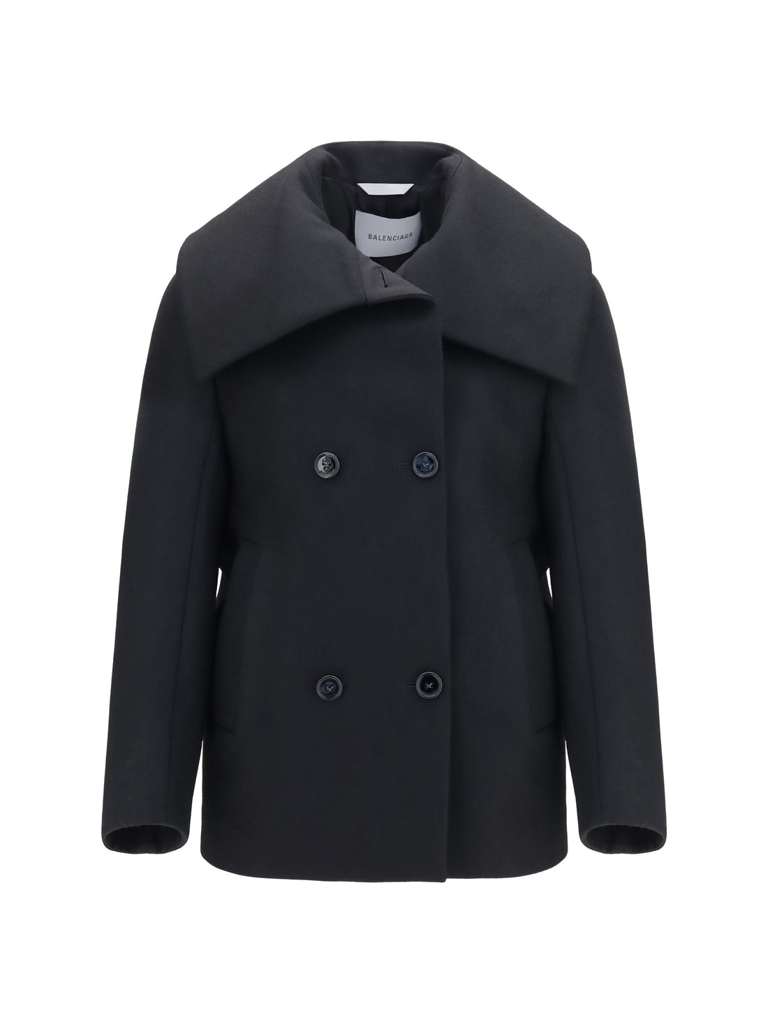 BALENCIAGA 36 structured high-neck peacoat