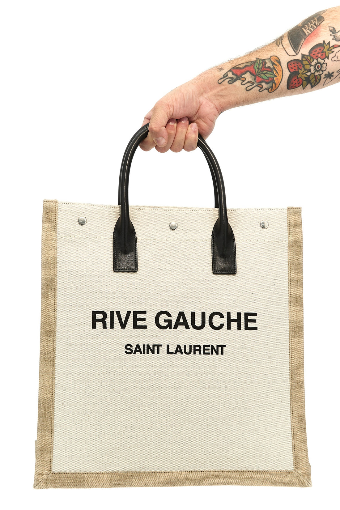 SAINT LAURENT OS rive gauche north/south canvas shopping bag