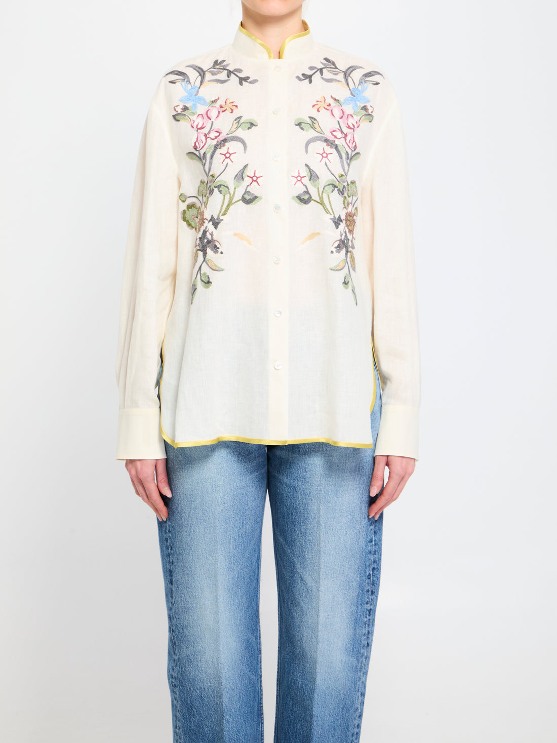 VALENTINO GARAVANI 40 linen shirt with embroidery