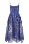 rebellion mermaid picnic floral print maxi dress in linen and silk