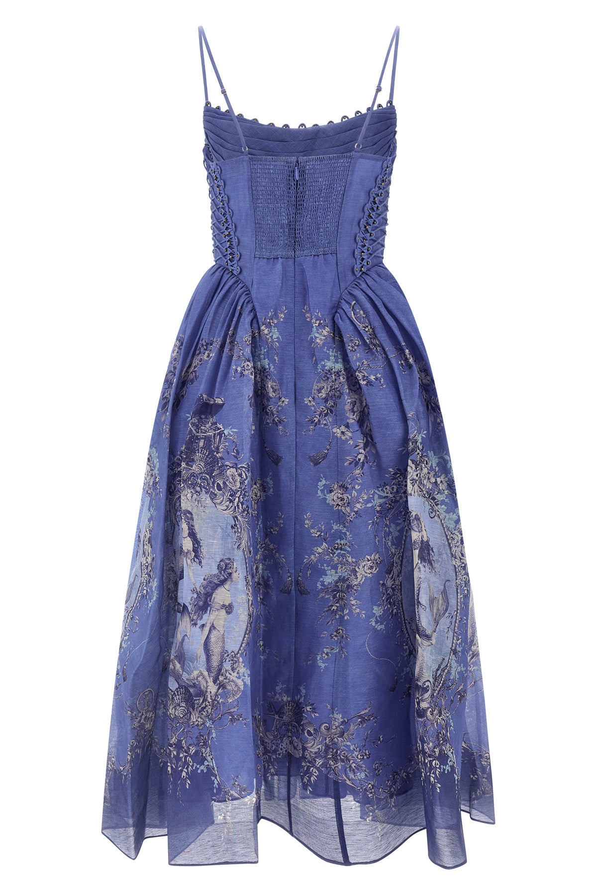 rebellion mermaid picnic floral print maxi dress in linen and silk