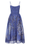 rebellion mermaid picnic floral print maxi dress in linen and silk