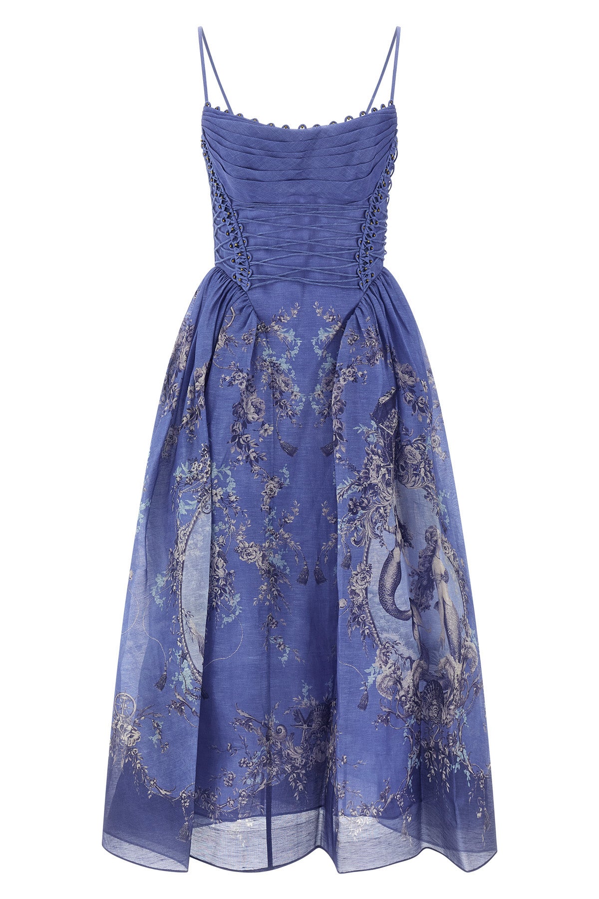 rebellion mermaid picnic floral print maxi dress in linen and silk