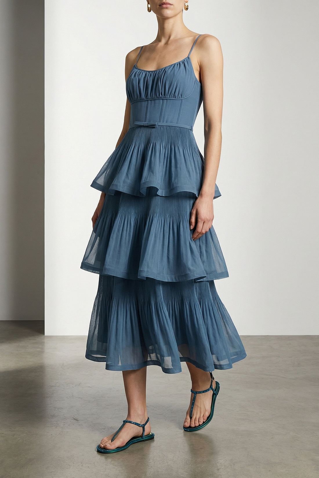 ZIMMERMANN 0 pleated tiered midi pleated dress