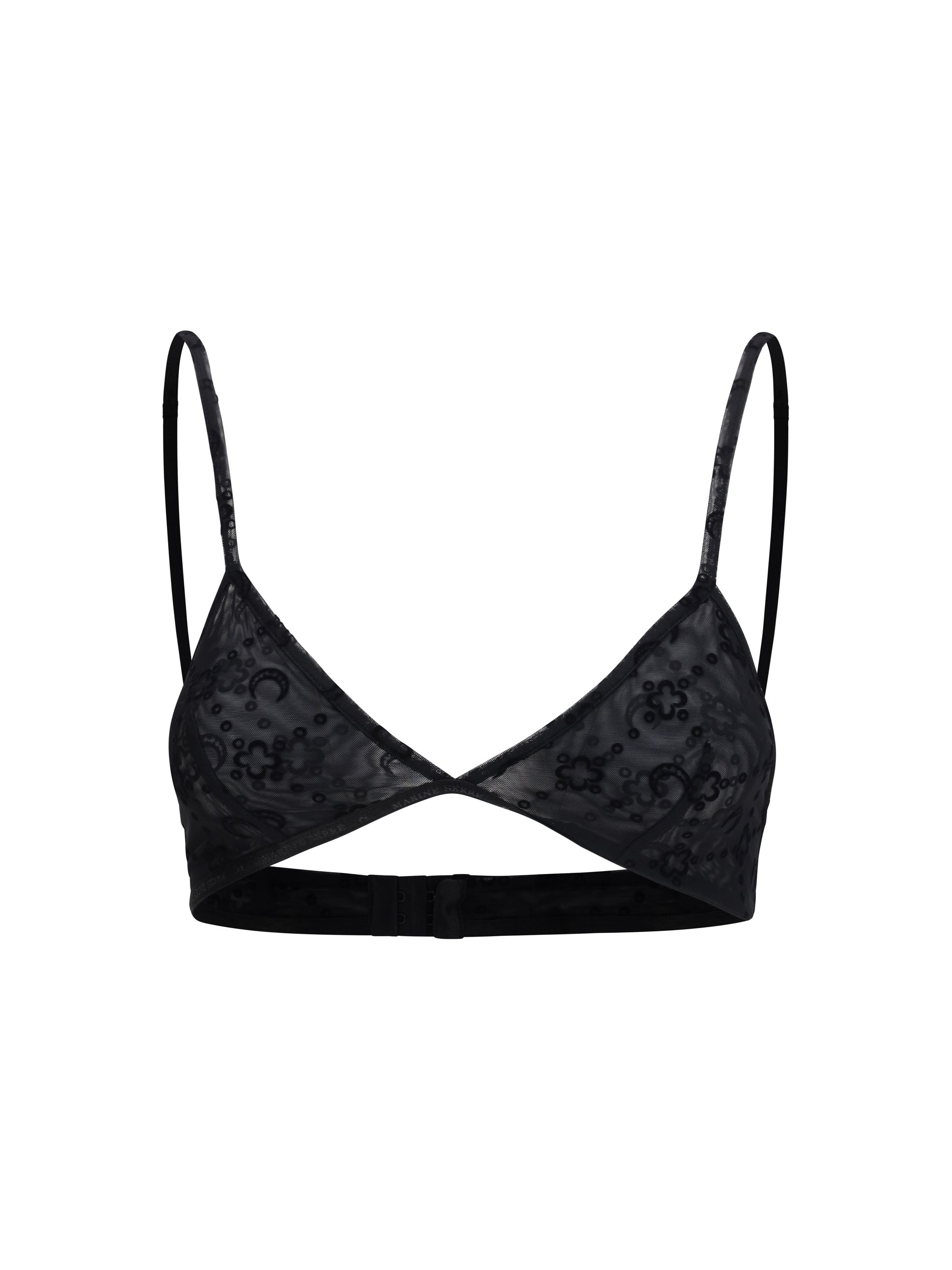 flocked monogram mesh bra