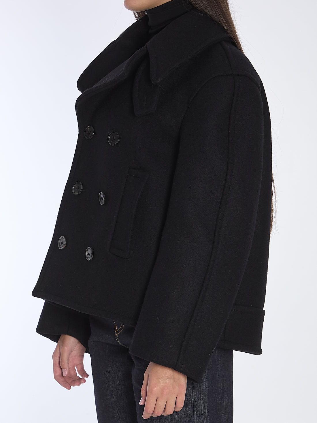 SAINT LAURENT 01 oversize pea coat in wool