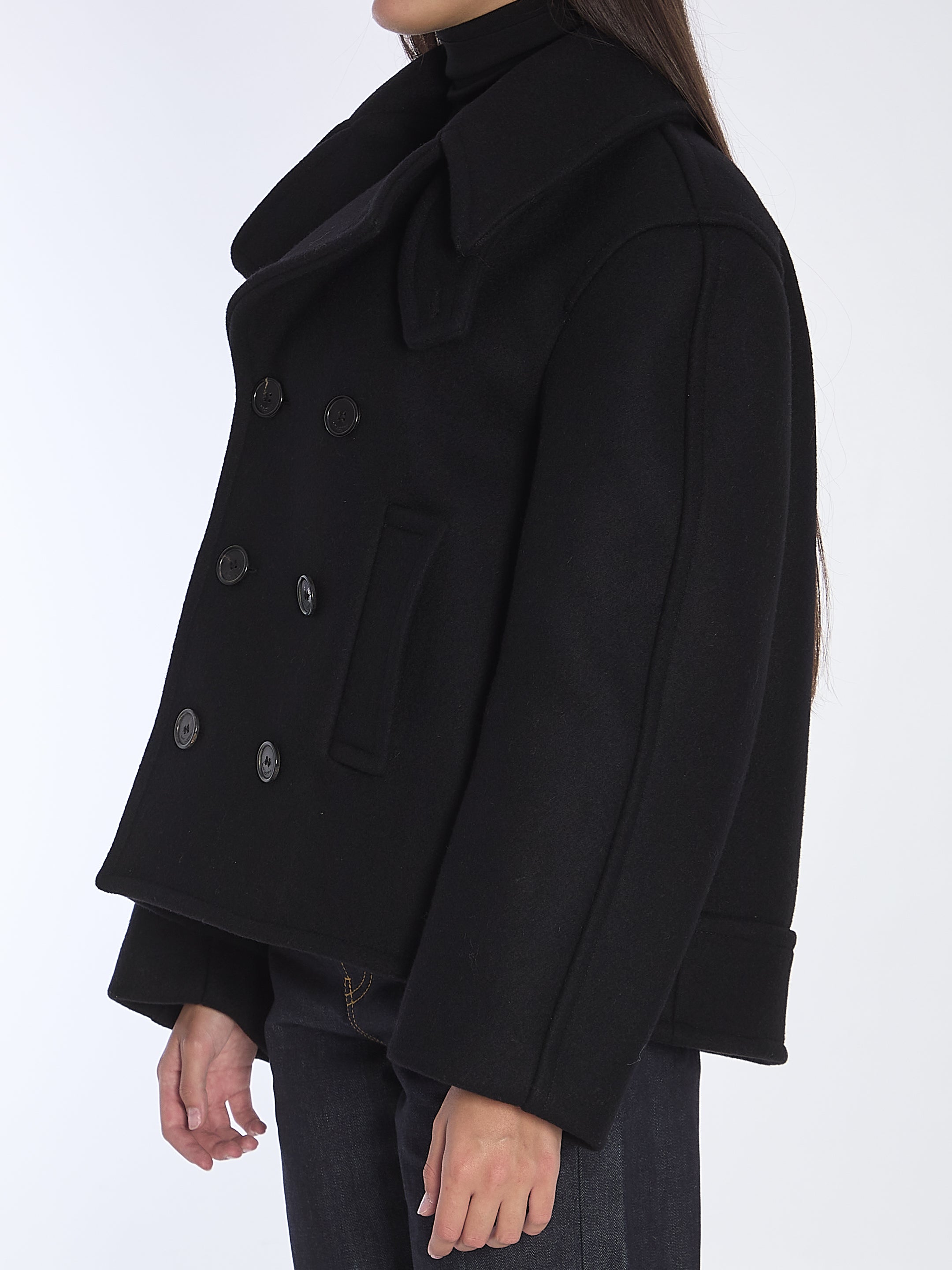 SAINT LAURENT 01 oversize pea coat in wool