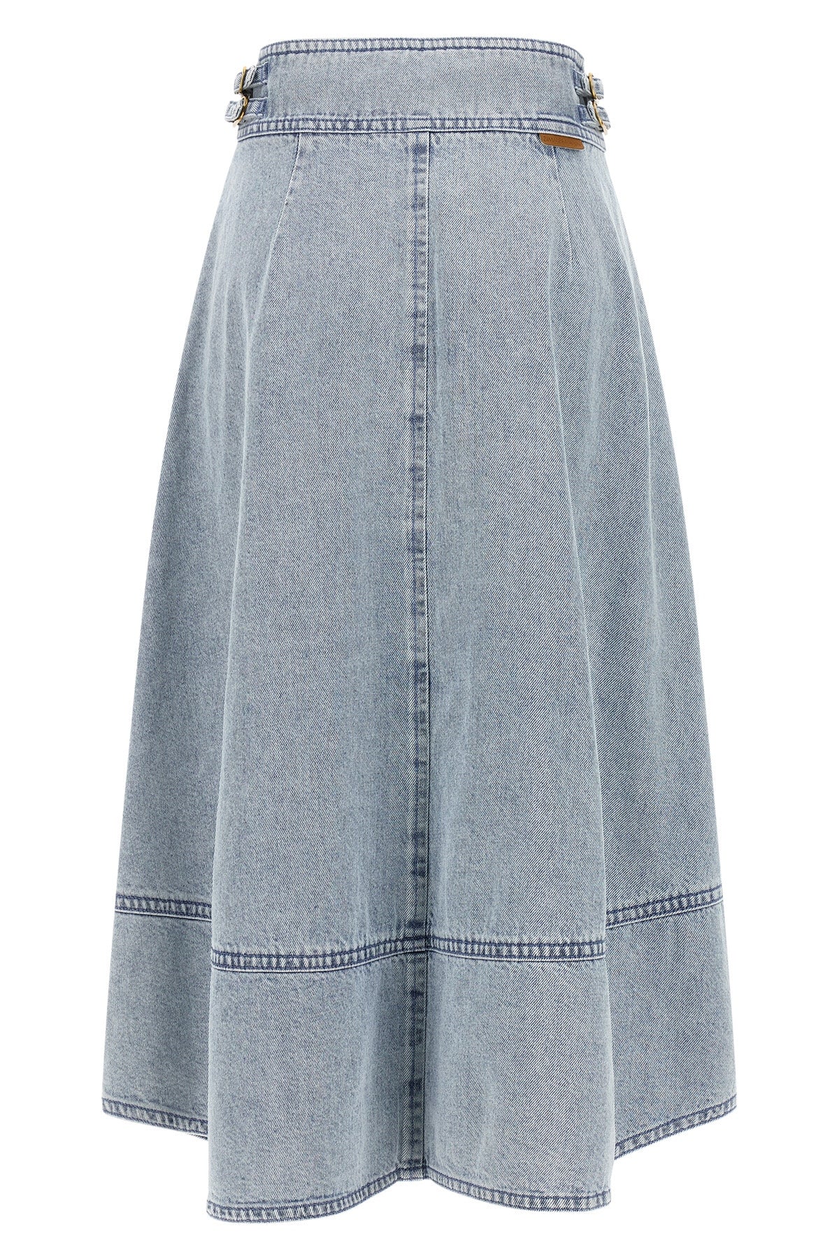 cotton denim midi skirt