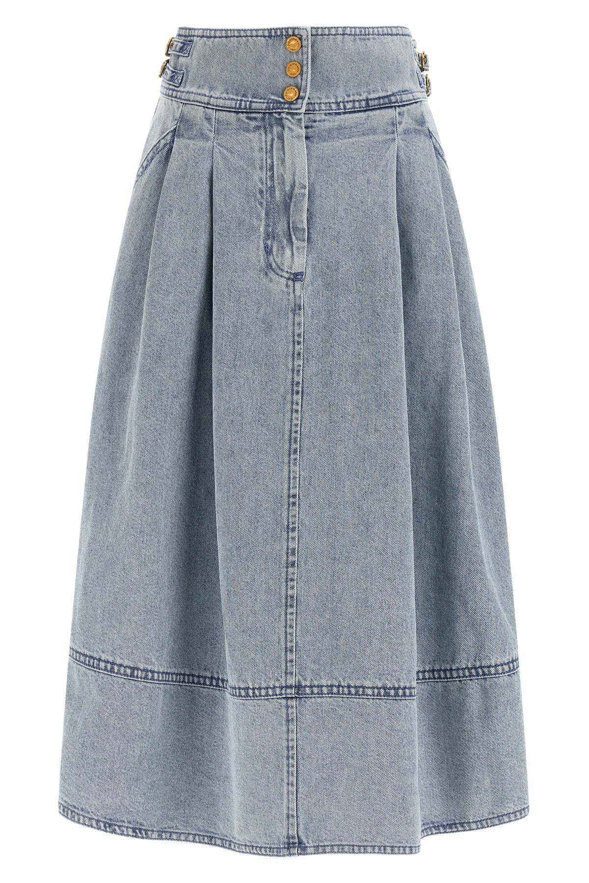 cotton denim midi skirt
