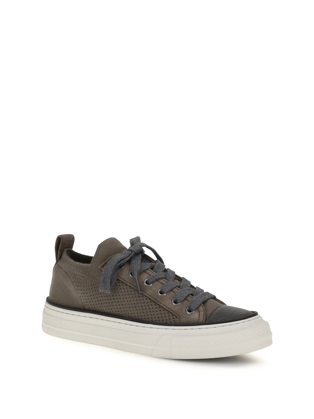 BRUNELLO CUCINELLI 37 cotton knit and suede sneakers