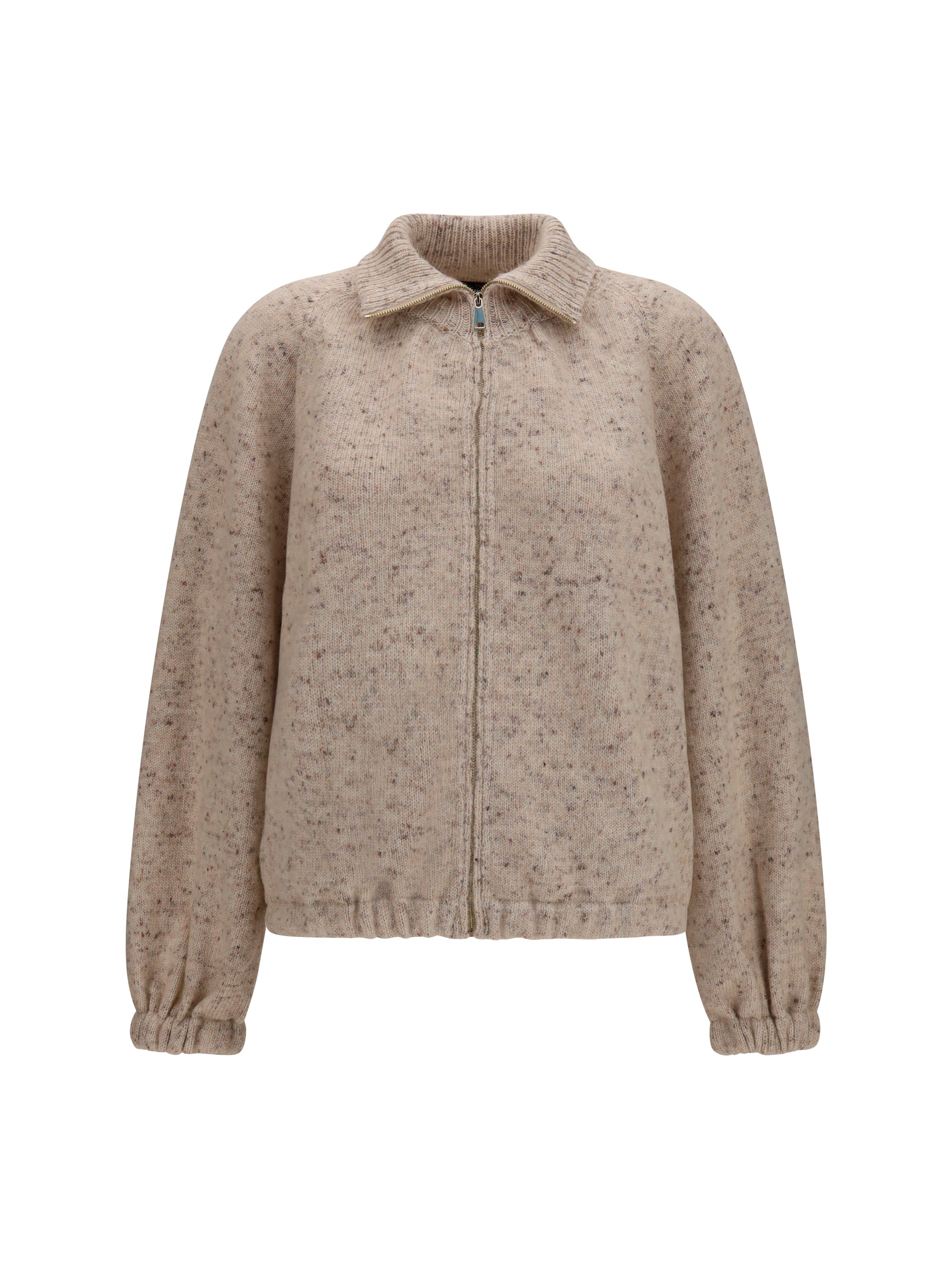 oversized bouclé yarn bomber jacket with lurex