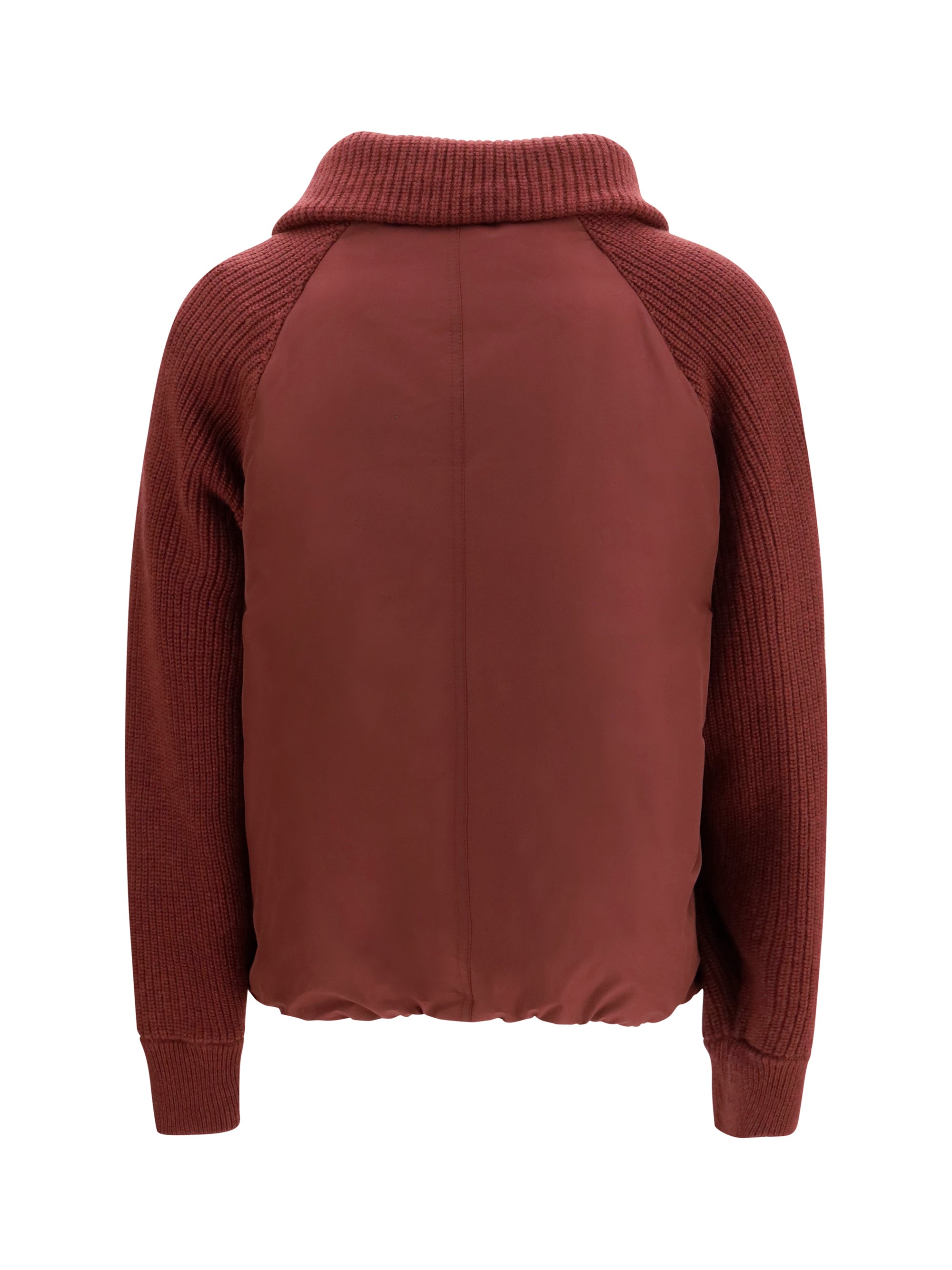 down jacket with wool sleeves