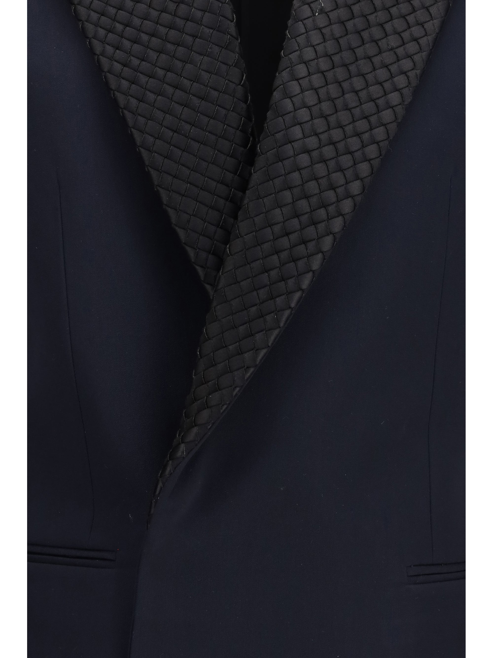 single breasted jacket with intrecciato motif
