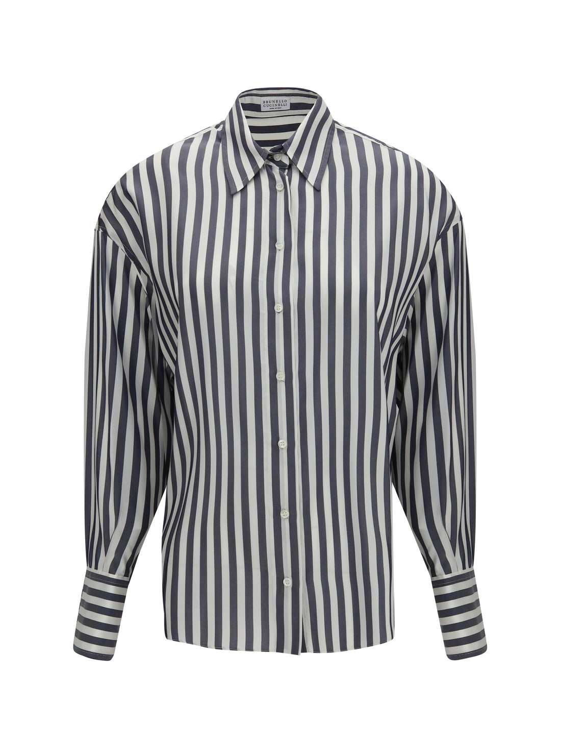 BRUNELLO CUCINELLI M silk poplin striped shirt