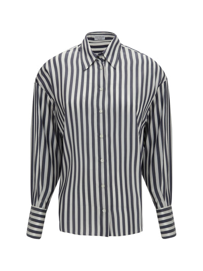 silk poplin striped shirt