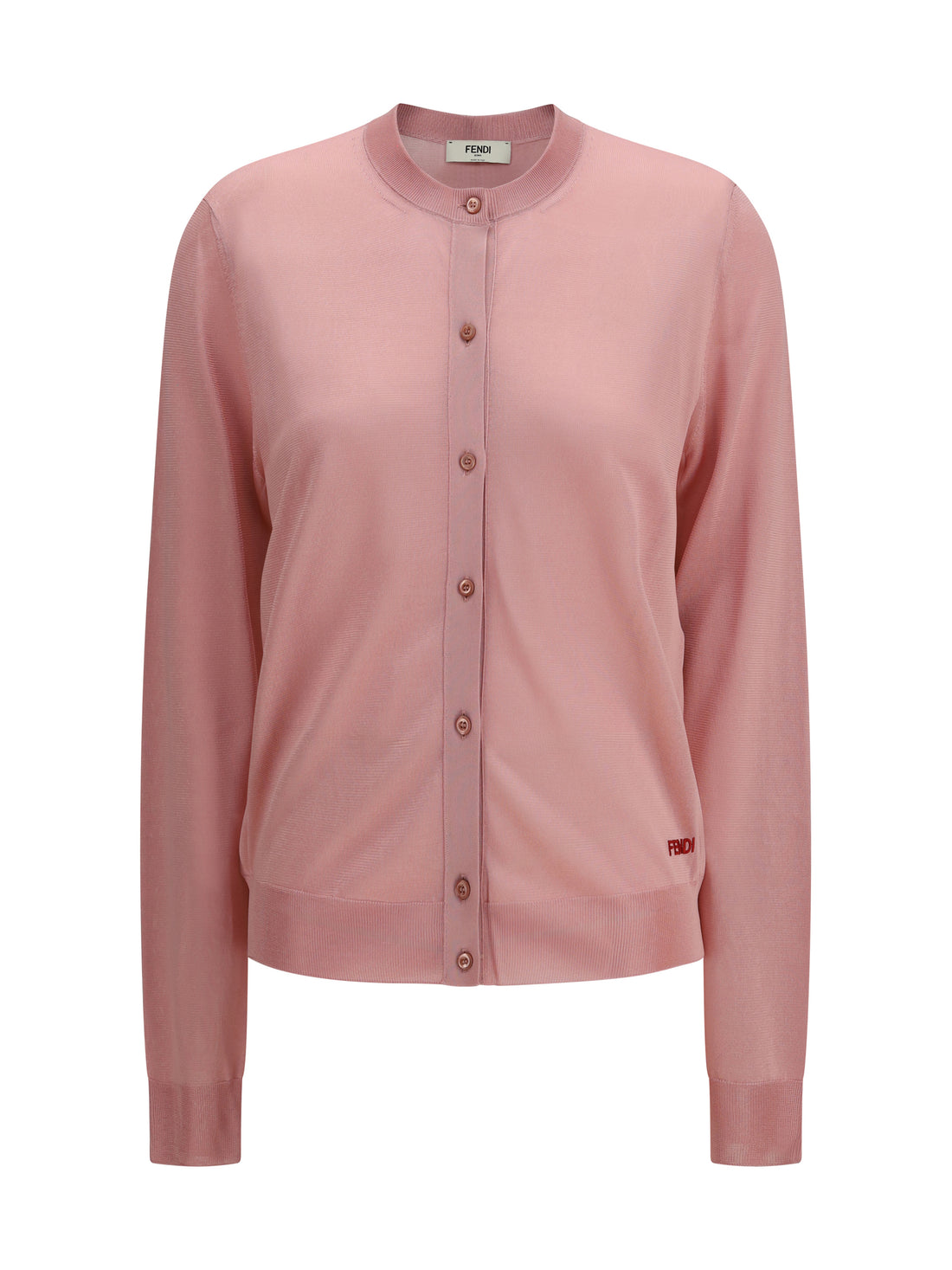 FENDI 42 cardigan crewneck in viscose with embroidered logo