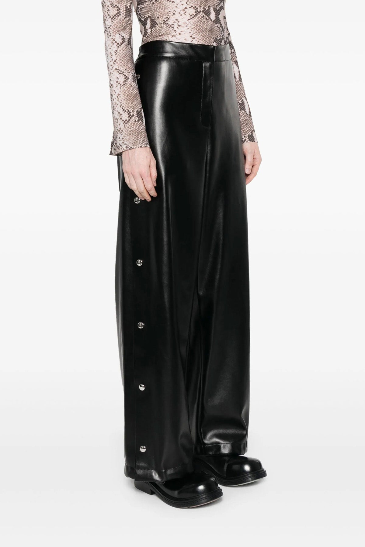alter mat leather-effect fabric trousers