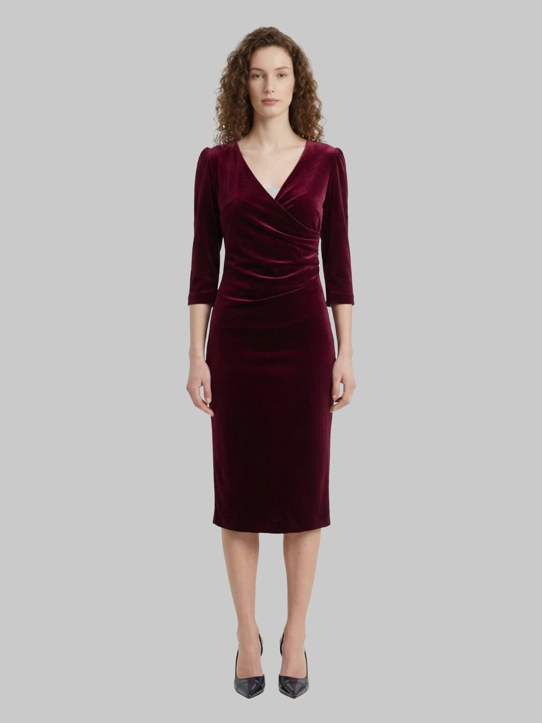 SUTTON NEW YORK 40 bordeaux velvet midi dress