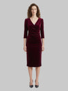 bordeaux velvet midi dress