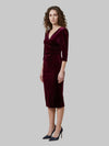 bordeaux velvet midi dress
