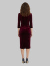 bordeaux velvet midi dress