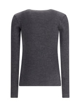 BRUNELLO CUCINELLI S long sleeve wool ribbed jersey t-shirt with shiny trim 