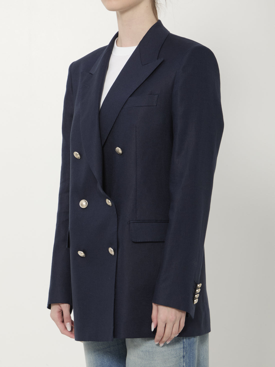 TAGLIATORE 40 double-breasted linen jacket