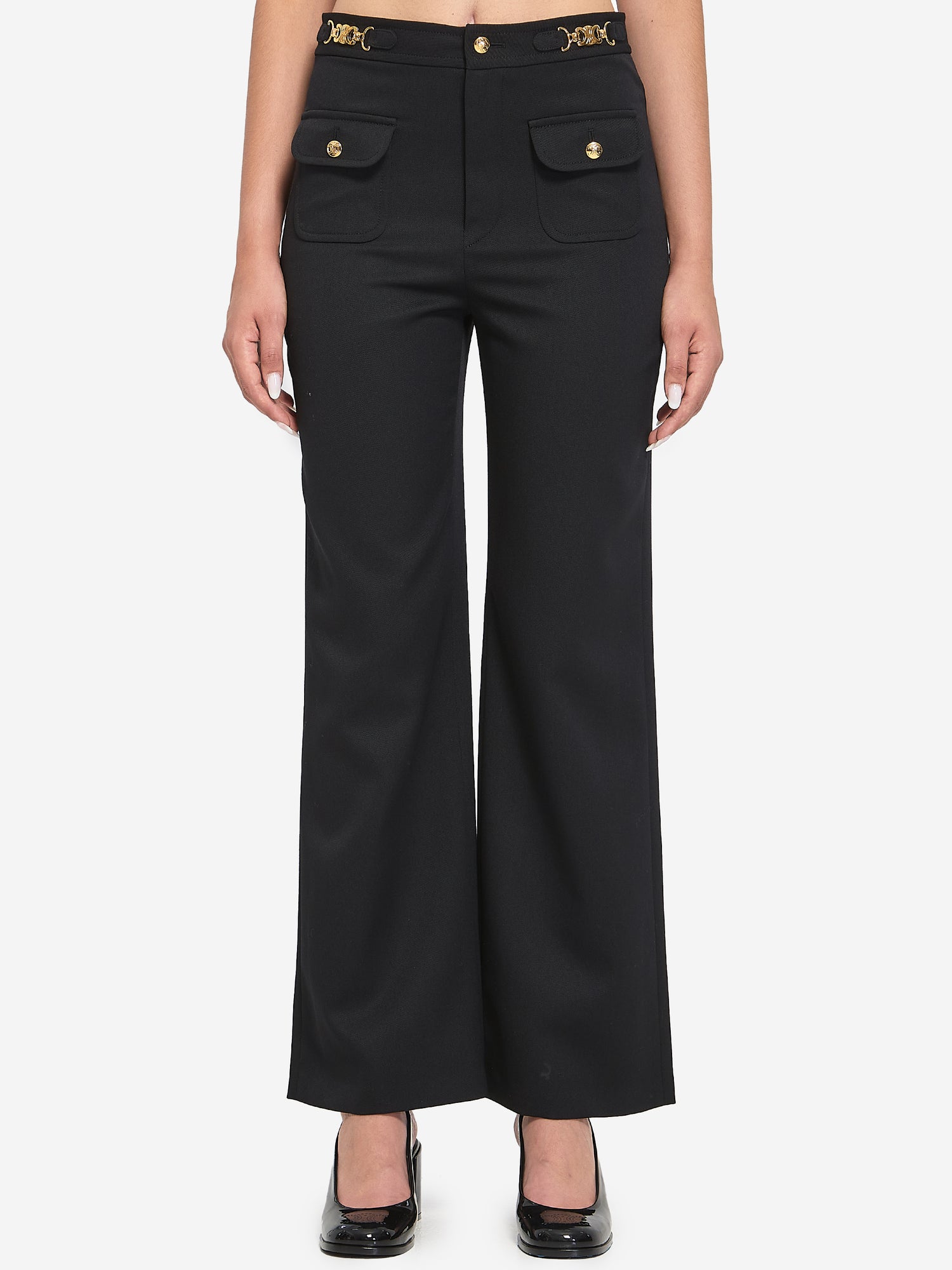 CELINE 36 wool trousers with a diagonal weave