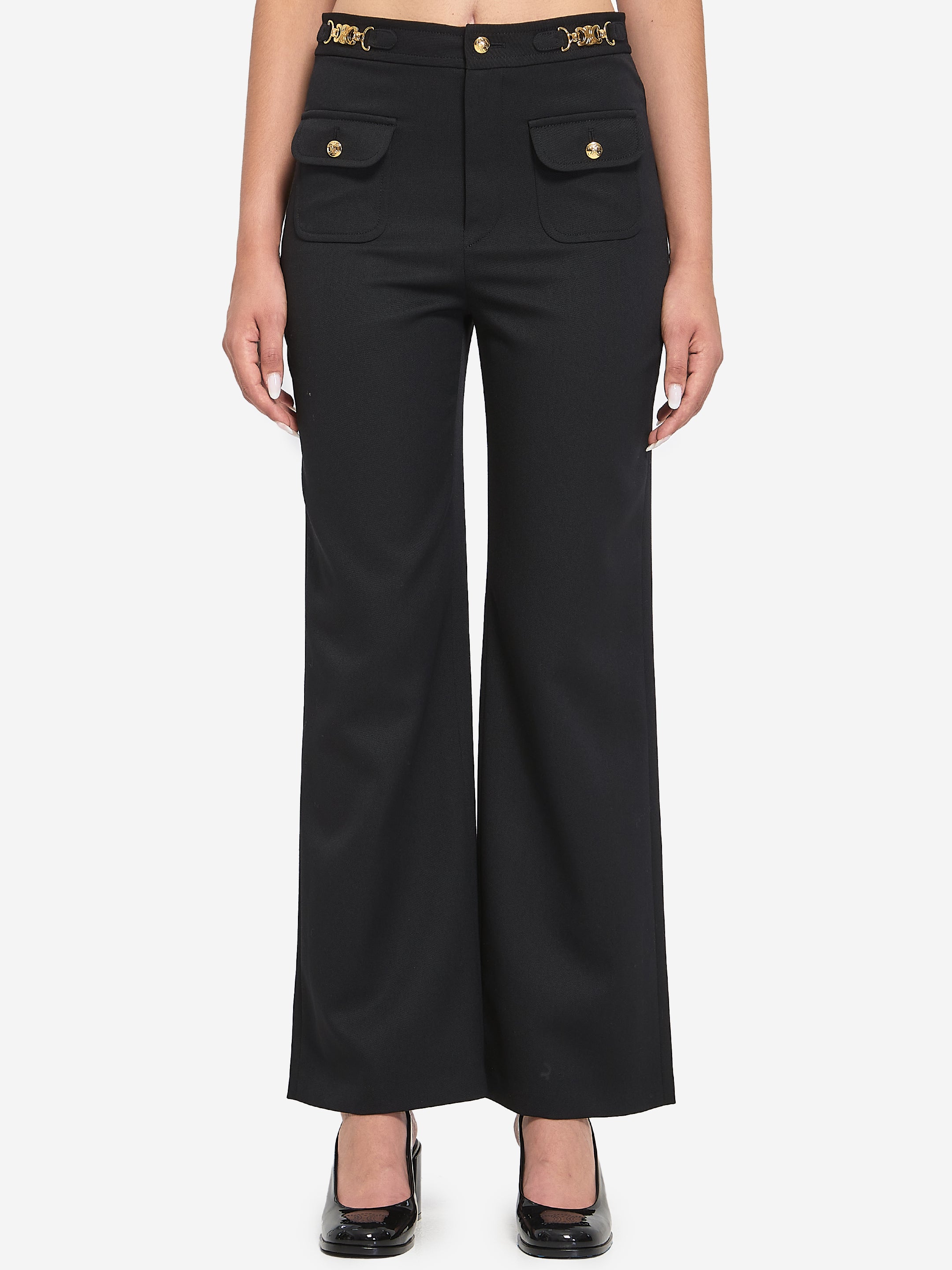CELINE 36 wool trousers with a diagonal weave