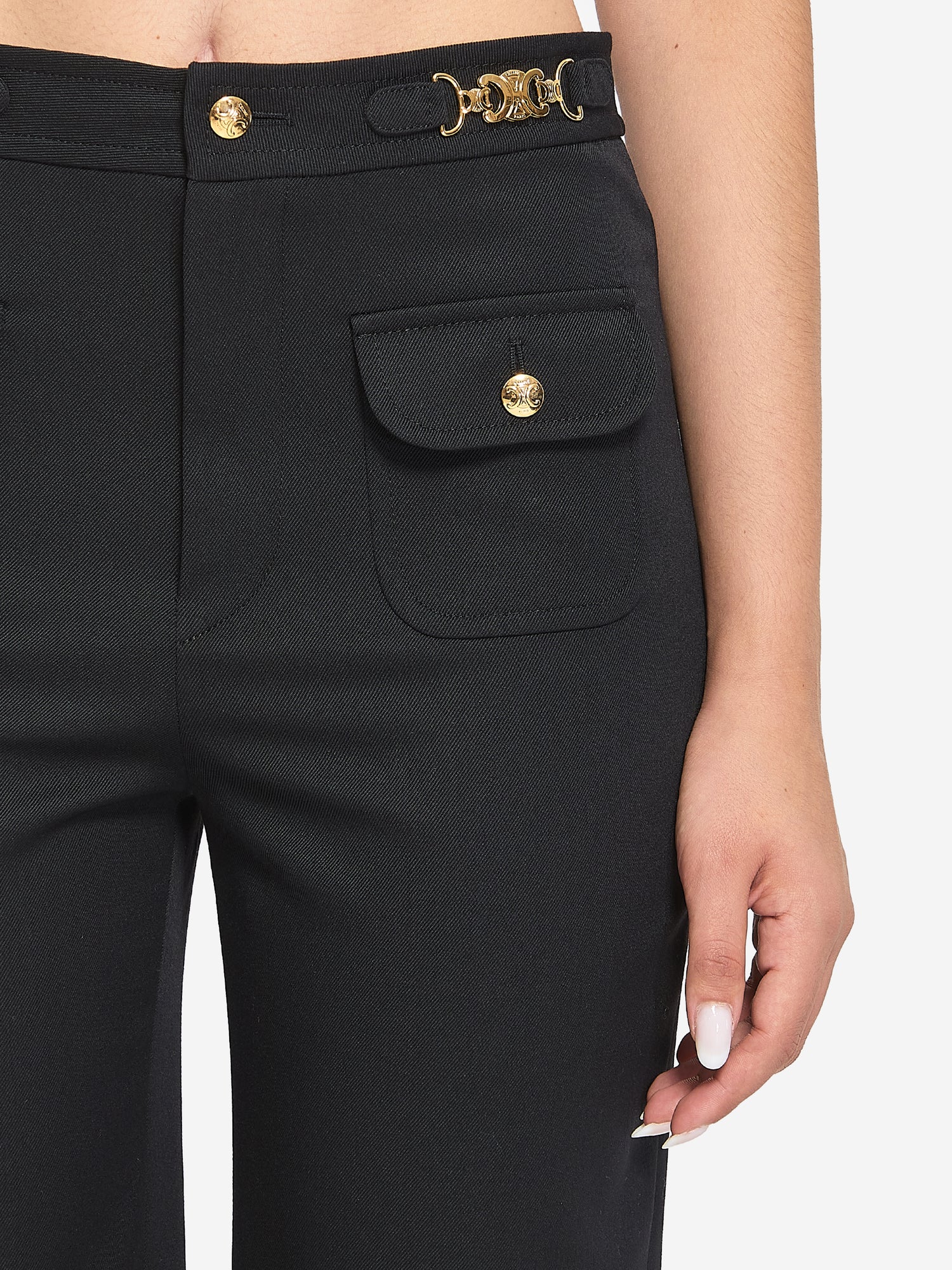 CELINE 36 wool trousers with a diagonal weave