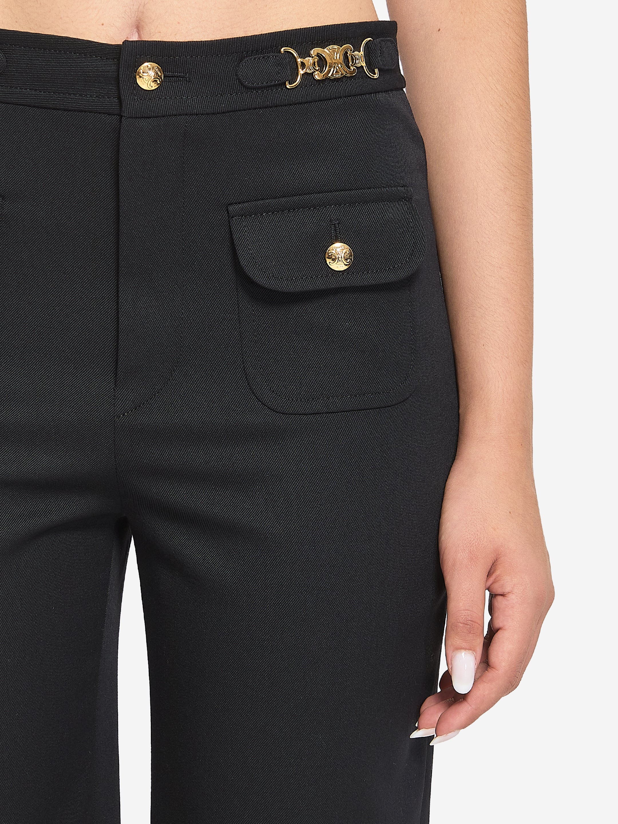 CELINE 36 wool trousers with a diagonal weave