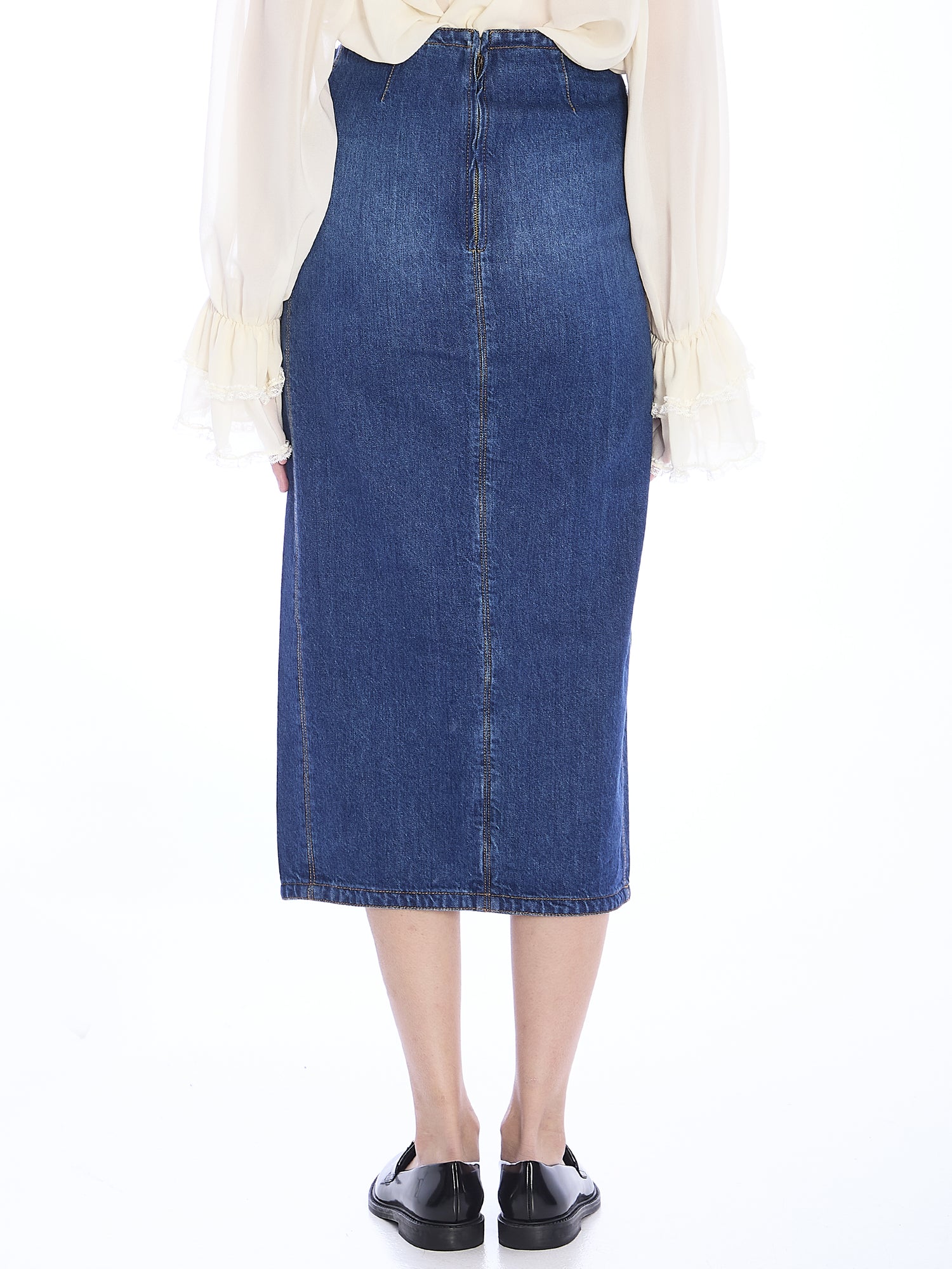 CHLOE 40 denim midi skirt