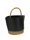 leather and rattan handbag