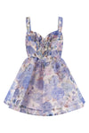rebellion mini dress in silk organza and linen