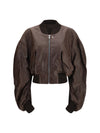cropped leather bomber jacket