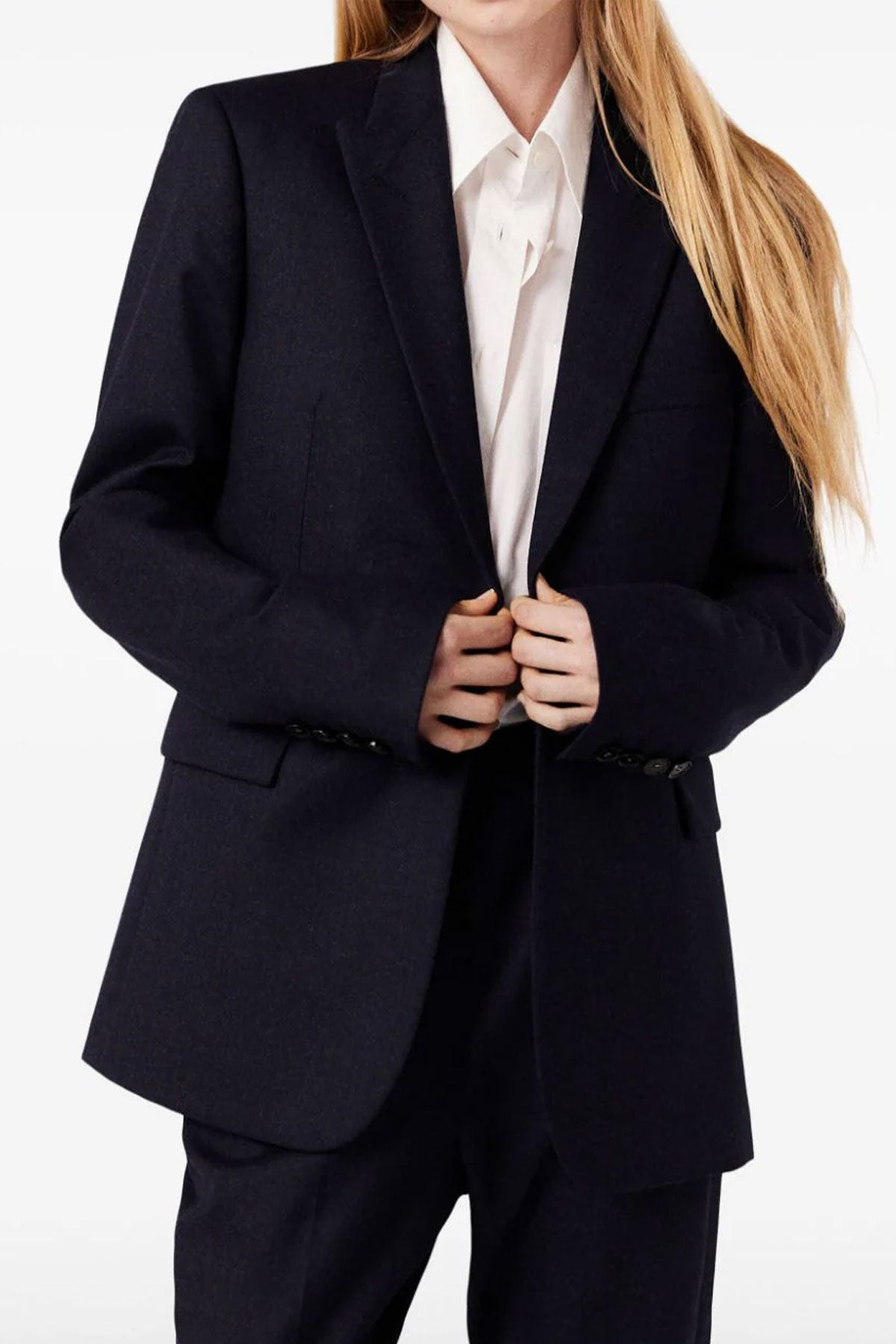 single-breasted wool flannel blazer