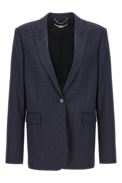 single-breasted wool flannel blazer