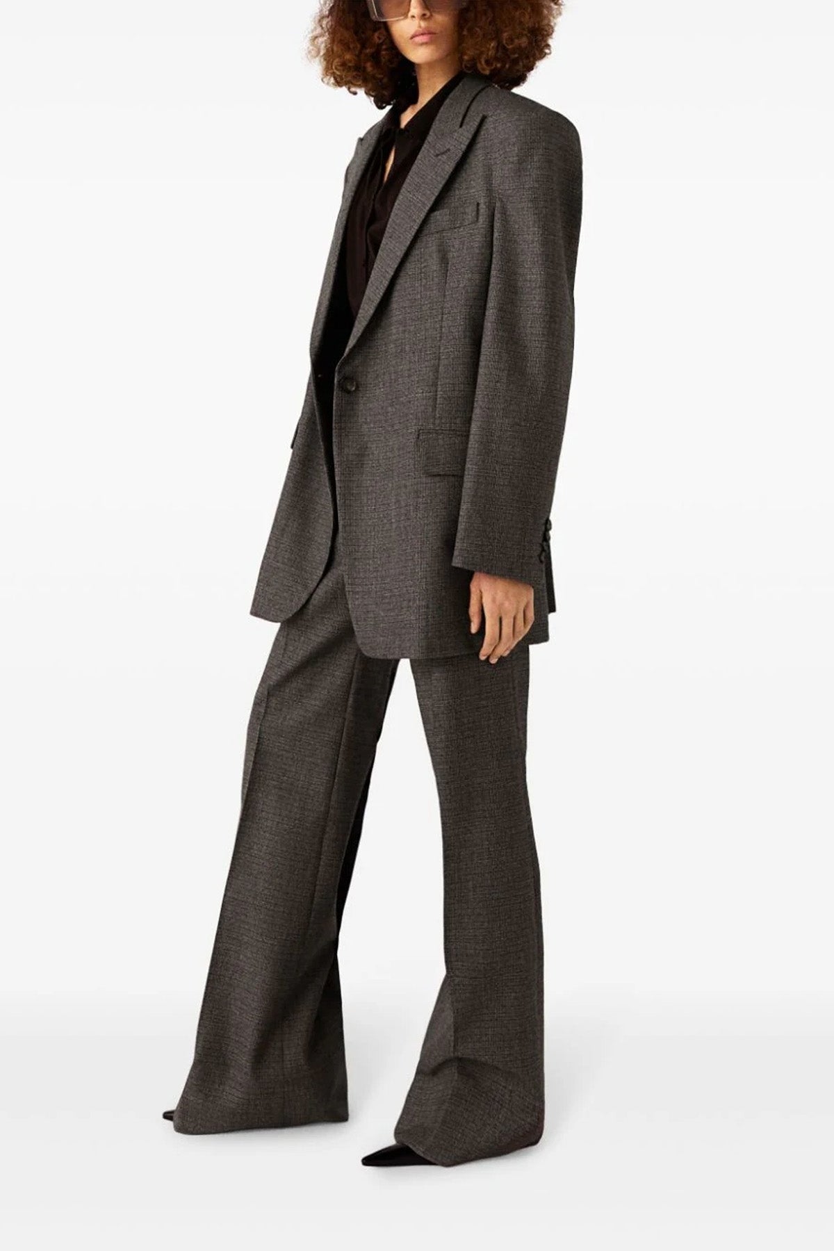 single-breasted blazer in micro houndstooth wool