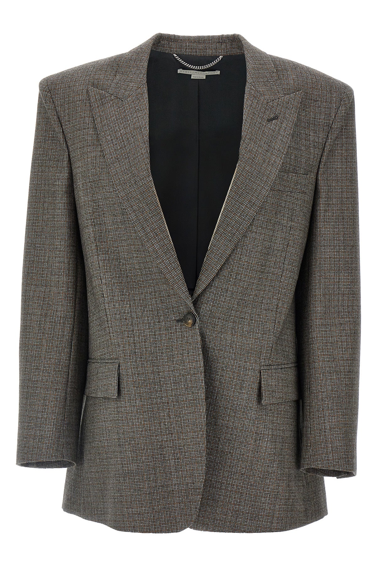 single-breasted blazer in micro houndstooth wool