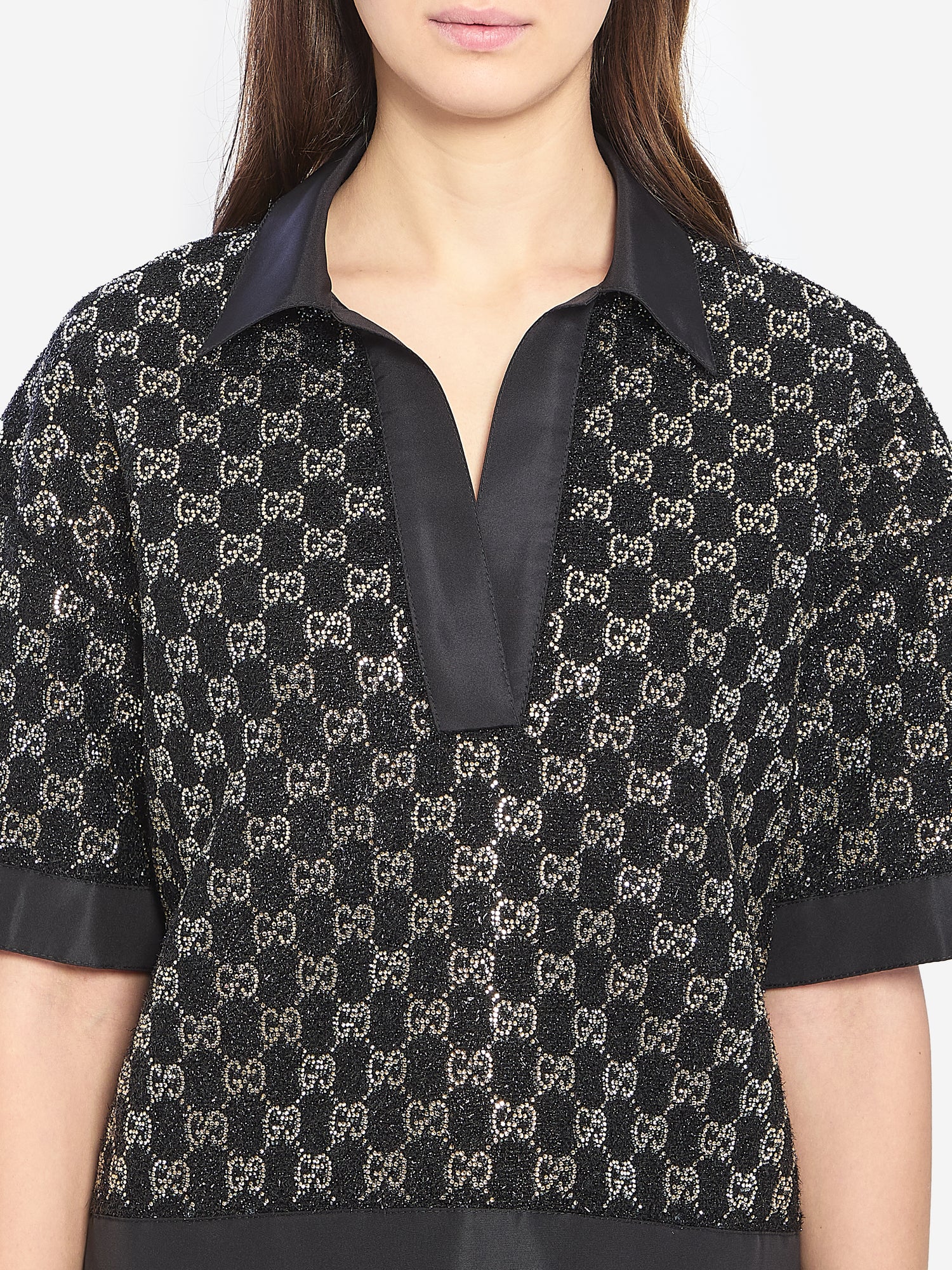 GUCCI 40 embroidered lamé wool tweed shorts