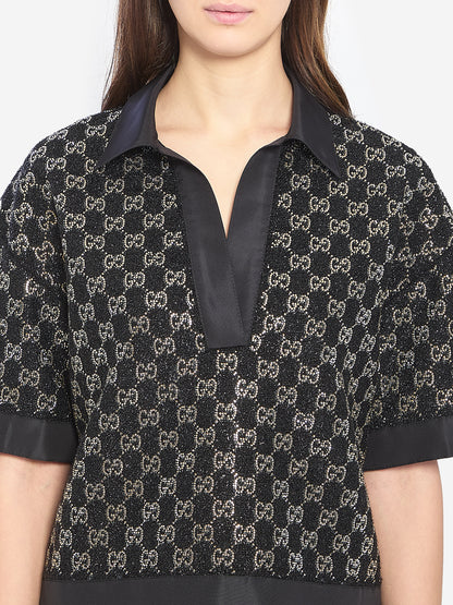 GUCCI 40 embroidered lamé wool tweed shorts