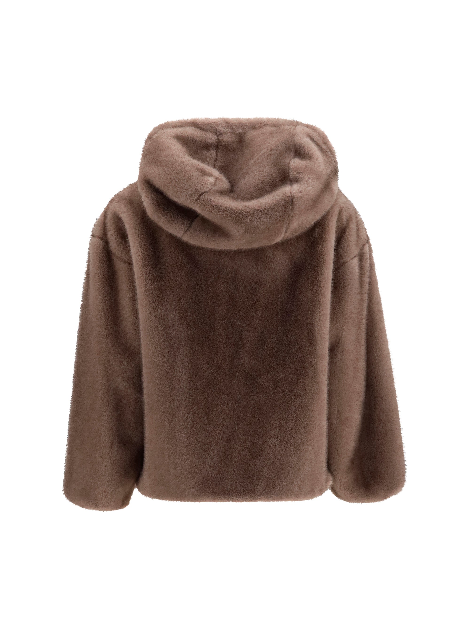 hooded jacket in eco-fur