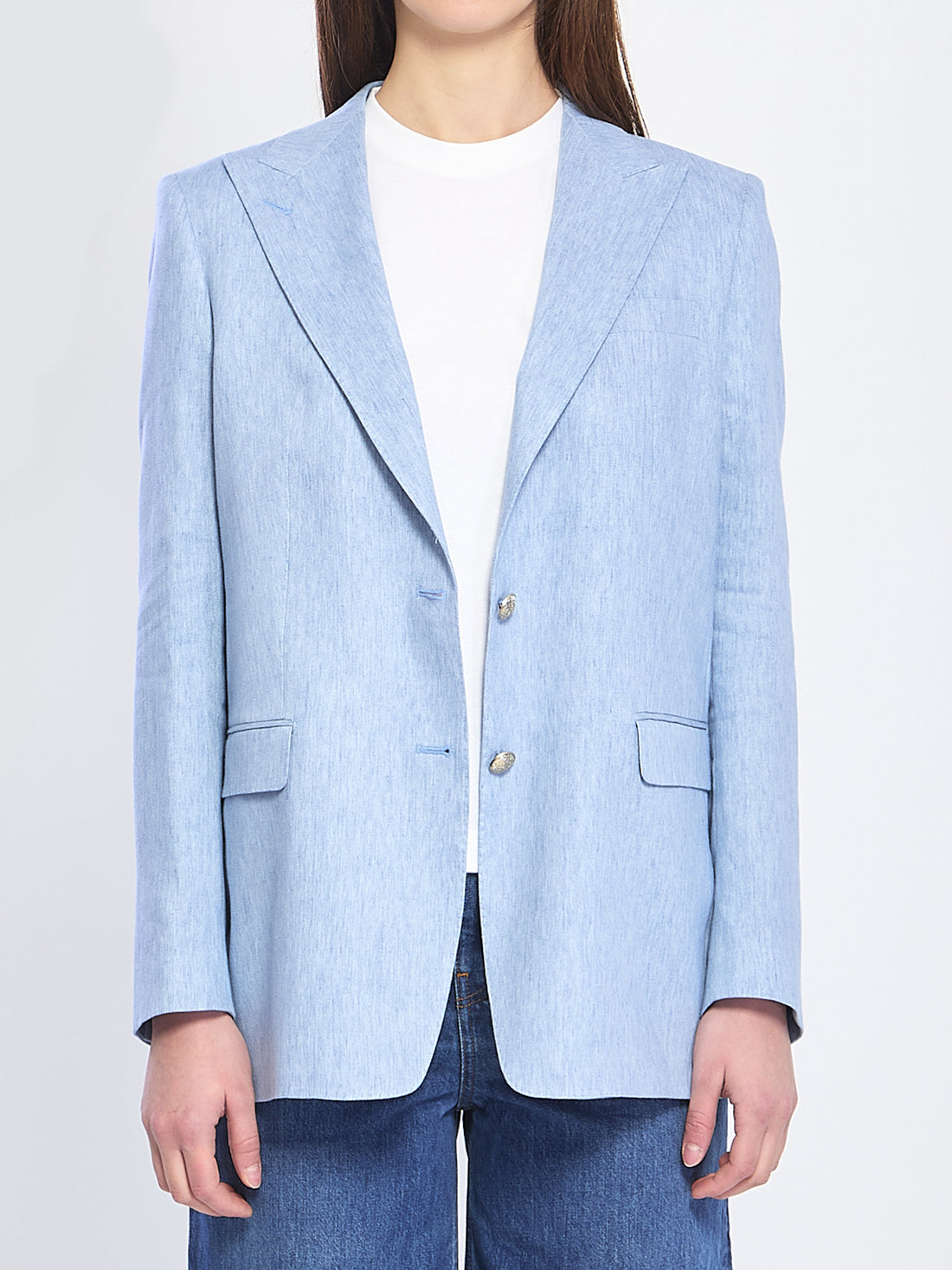 TAGLIATORE 40 single-breasted stretch linen and cotton jacket
