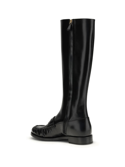 PRADA 37 smooth leather boots 