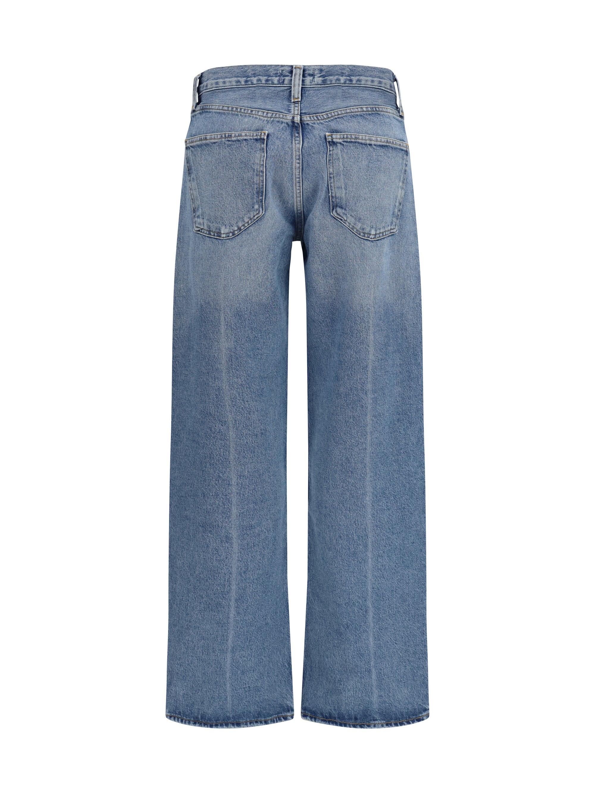 wide-leg creased jeans