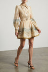 rebellion marine chemisier-style mini dress in silk and linen