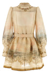 rebellion marine chemisier-style mini dress in silk and linen
