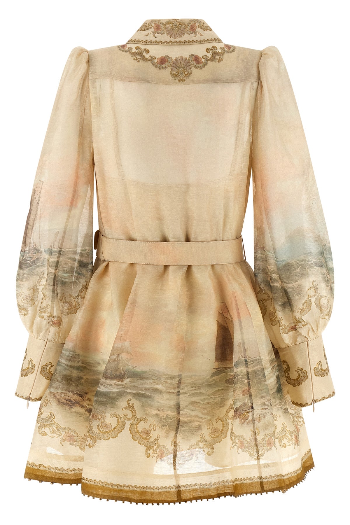 rebellion marine chemisier-style mini dress in silk and linen